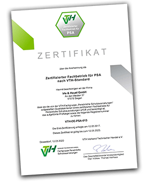 Zertifizierter Fachbetrieb fuer PSA nach VTH Standard